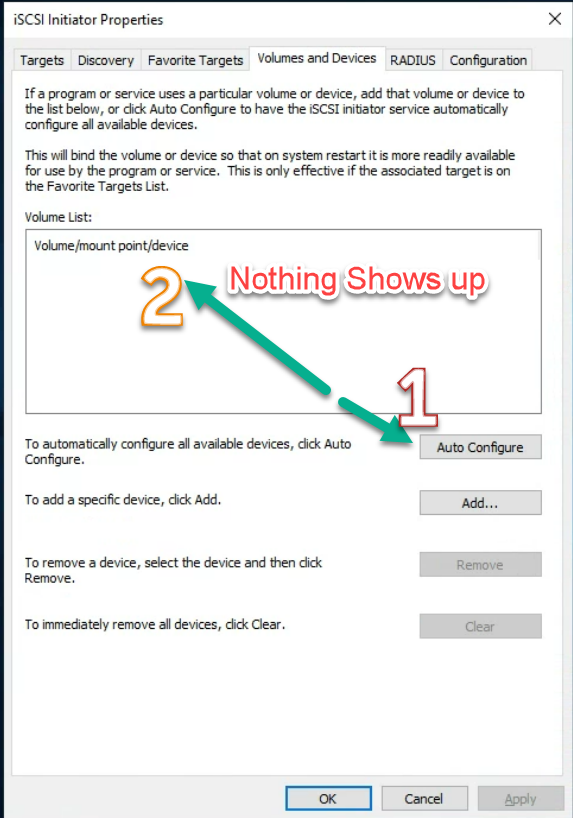 Windows Server 2019 iSCSI connection was working LUN no longer 