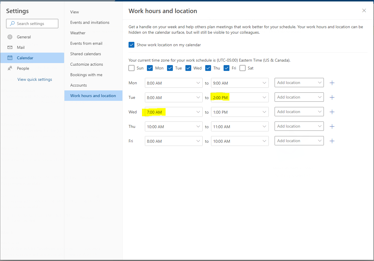 OutlookWorkHours