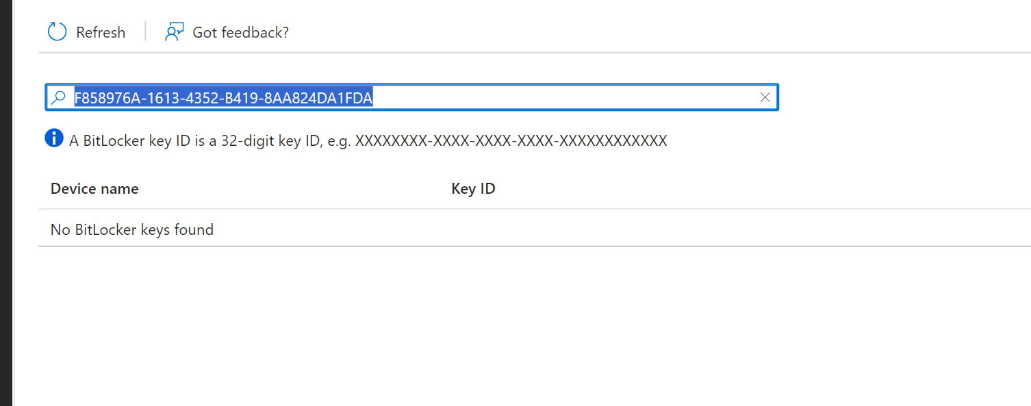 Bitlocker recovery key Microsoft Q&A