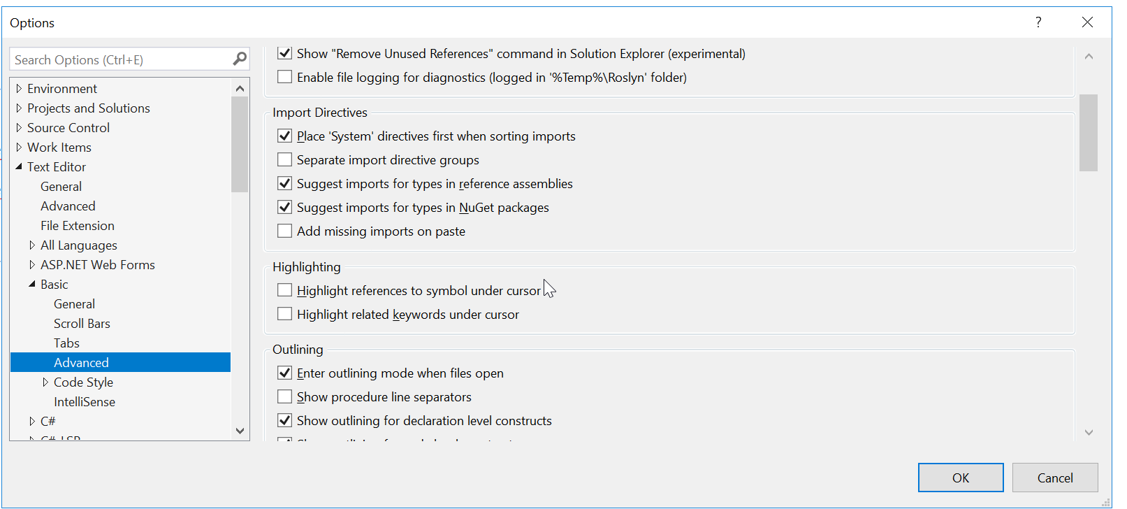 turn-off-automatic-highlighting-of-matching-words-in-visual-studio-2022