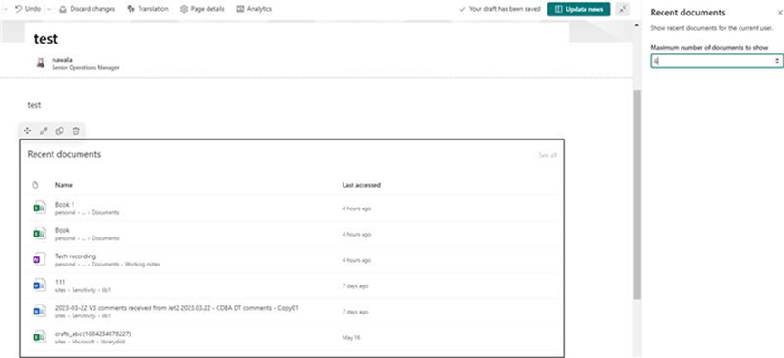 Sharepoint Pages / Recent documents or activity from channel not teams ...