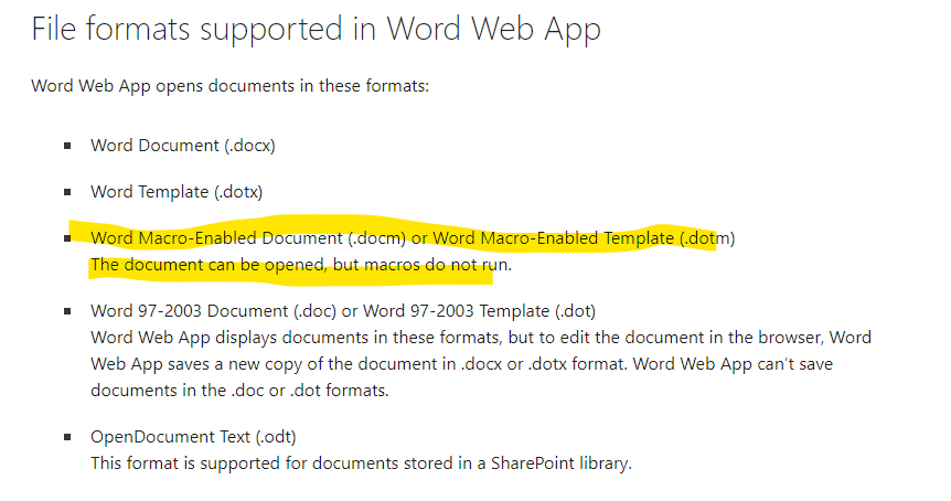 Run Word Macro-enabled Template from SharePoint Online - Microsoft Q&A