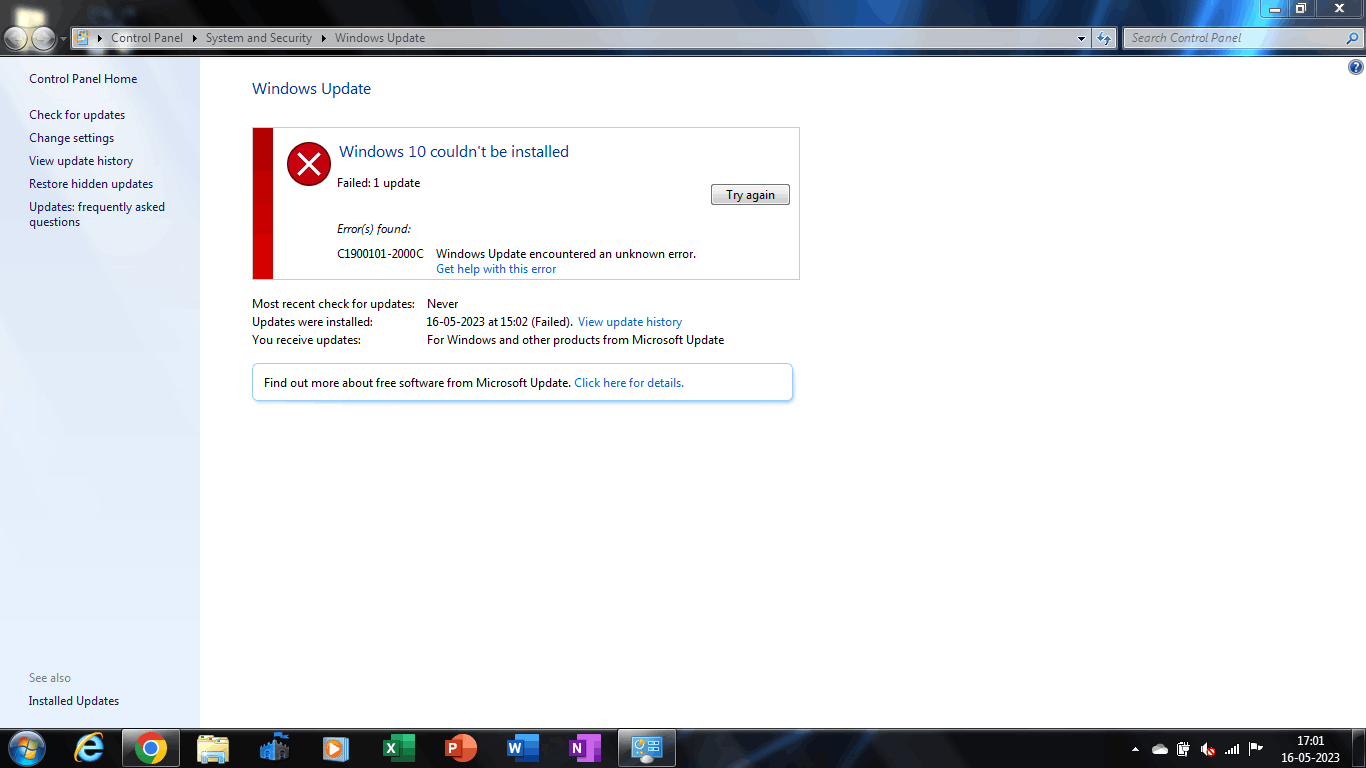 Why Windows 7's windows update is displaying "Windows 10 couldn't be ...