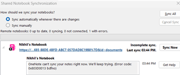 OneNote Notebooks not syncing - Microsoft Q&A