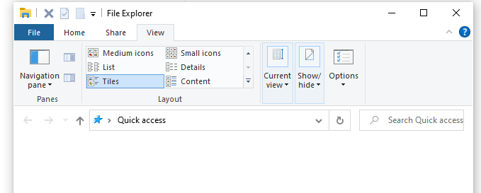 File explorer is blank. Navigation pane shows as active but drop down ...