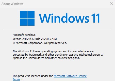 2026-03-11 Winver Screenshot 
