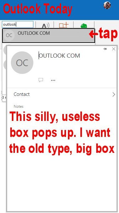 Search in Outlook Today