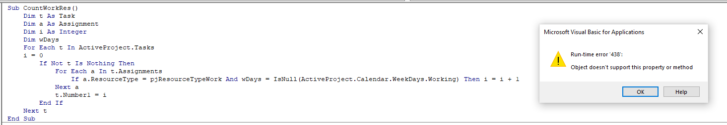Microsoft Project - Macro Error - Microsoft Q&A