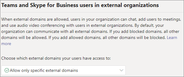 Screenshot of external domains settings.