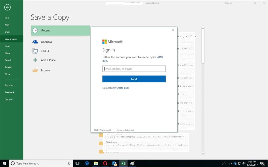 upload error: sign in to Office to upload file - Microsoft Q&A