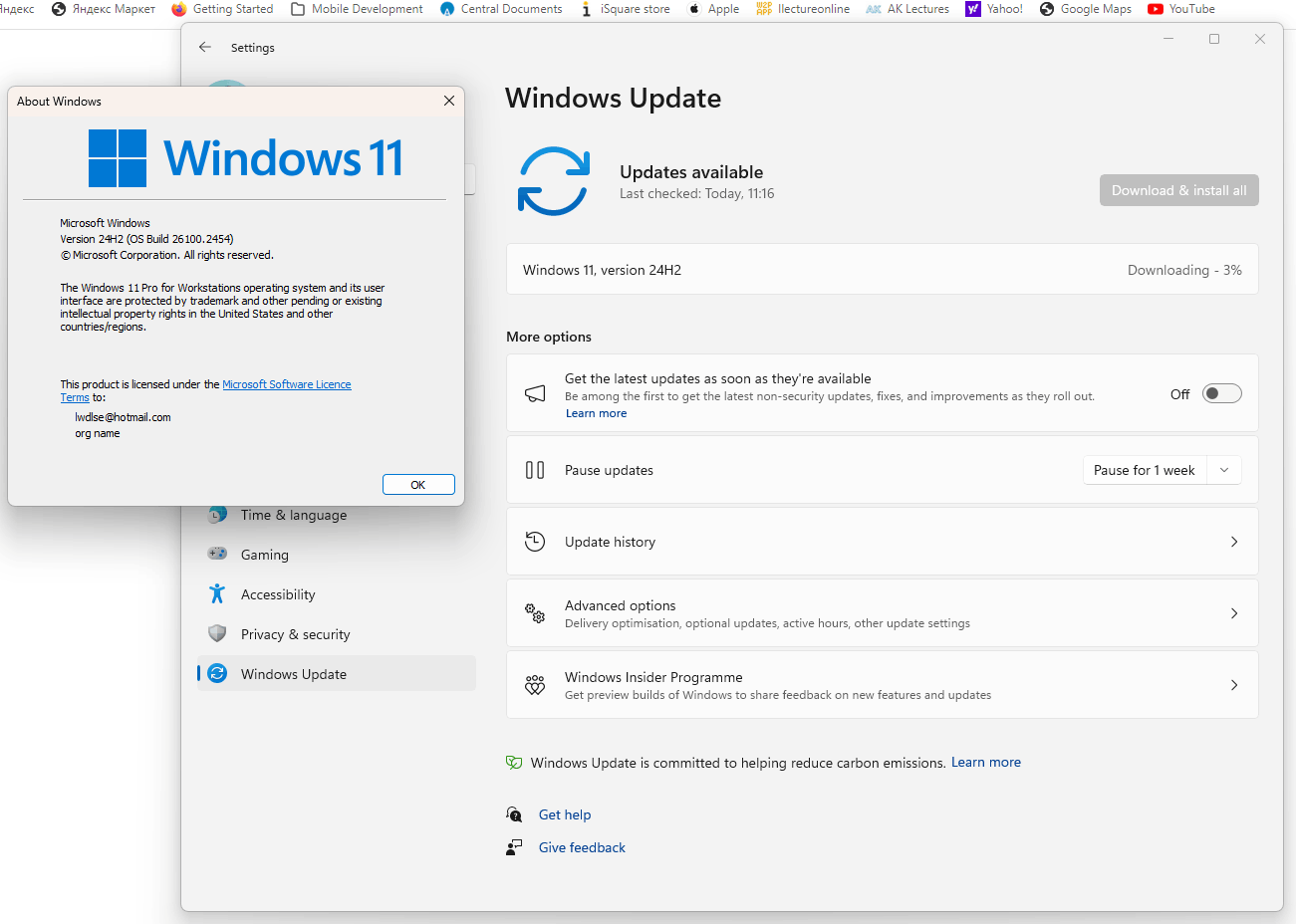 update Windows 11 Pro for WS - hp z640 - but started the Full update ...