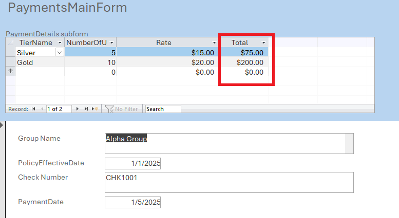 How to track premium payments in Microsoft Access? - Microsoft Q&A