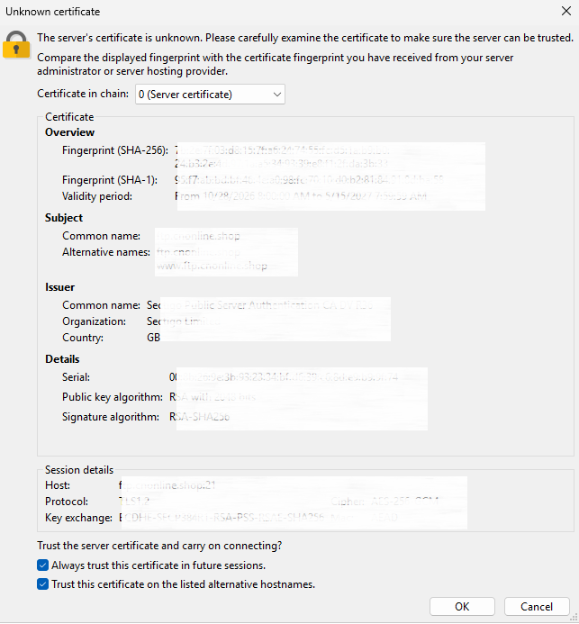 Issue to FTP SSL - Microsoft Q&A