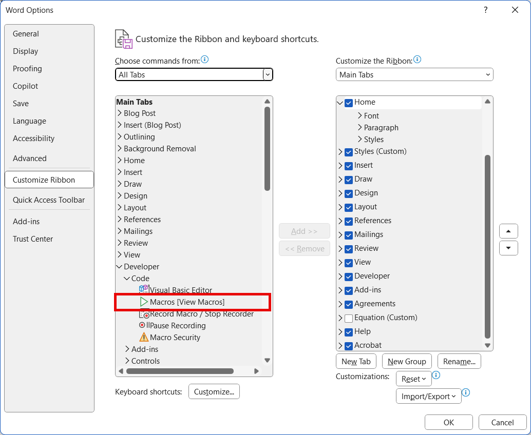 Macros in Ribbon as a dropdown, how too? For Mac - Microsoft Q&A