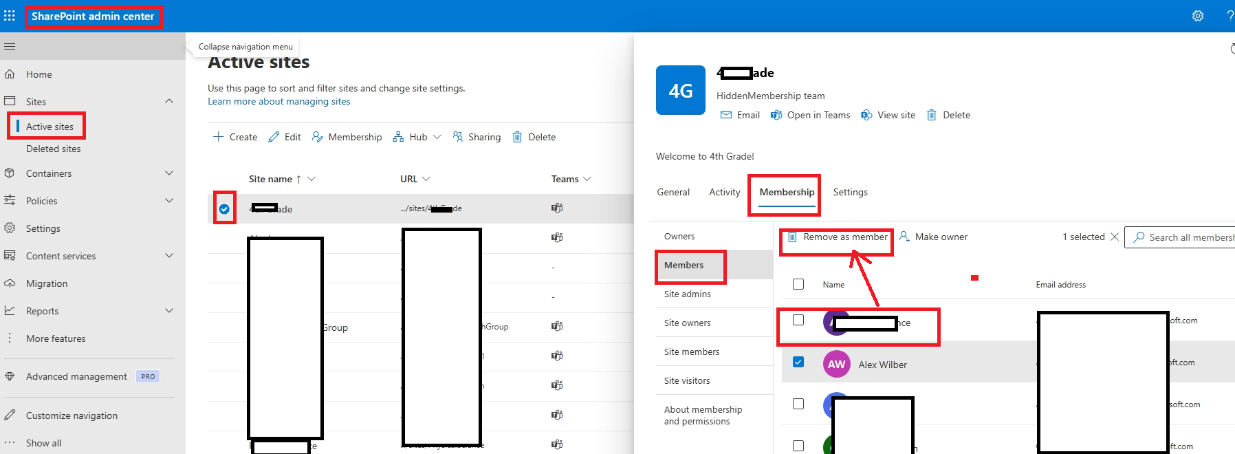 Even though access permissions were removed in the Active Site on ...