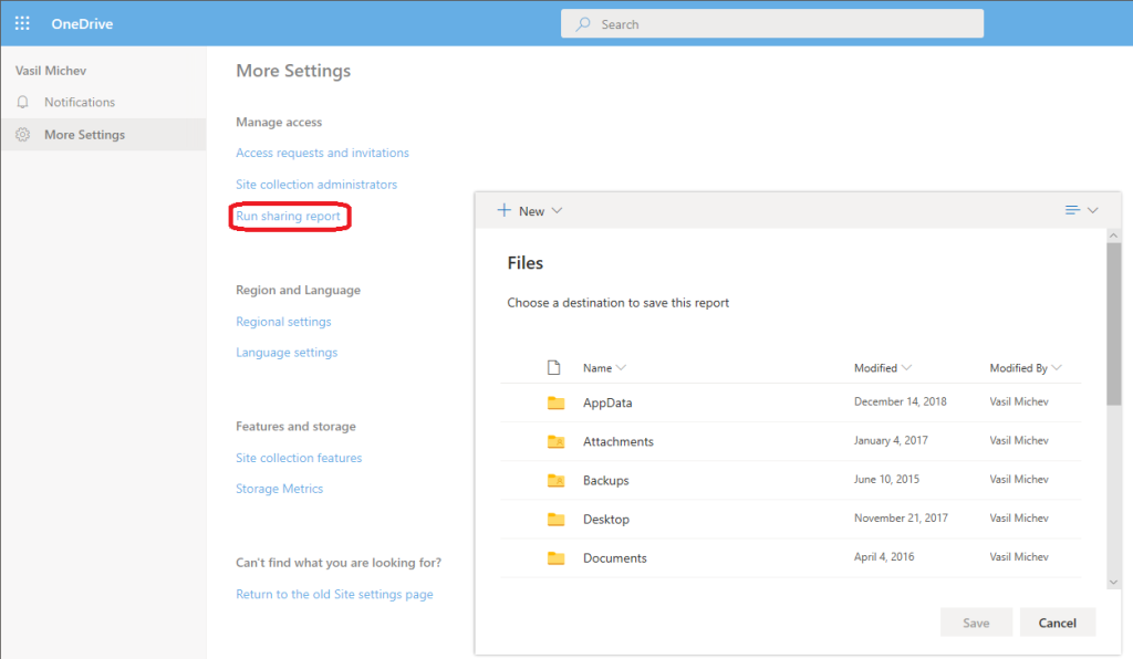 Generating a OneDrive for Business Sharing Report