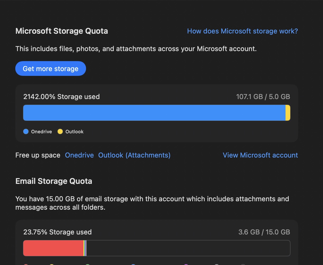 OneDrive Storage saying full even though I have cleared it out ...
