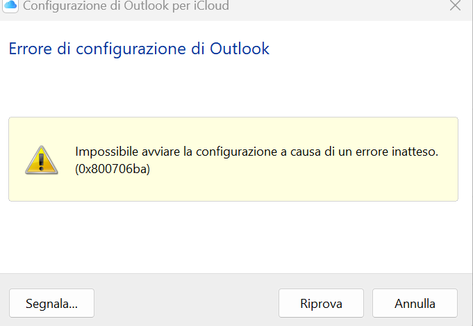 messaggio errore icloud per calendar_primo
