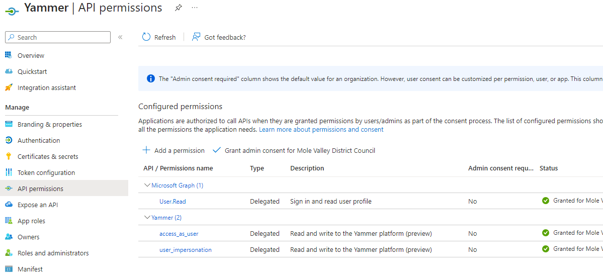 Get Yammer Network Data using API - Microsoft Q&A