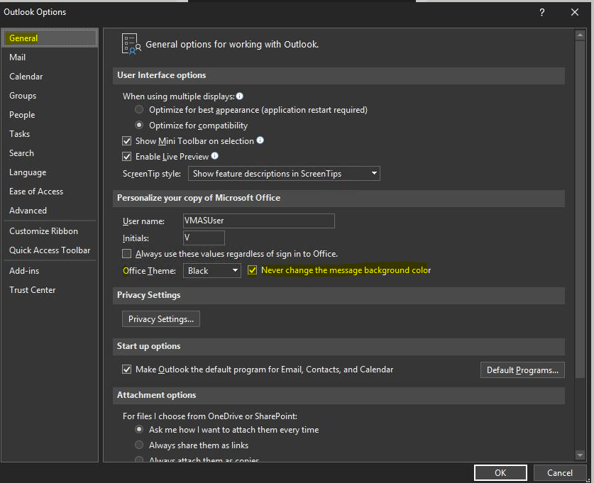 Outlook 365 dark mode for emails disappeared in Monthly Channel ...