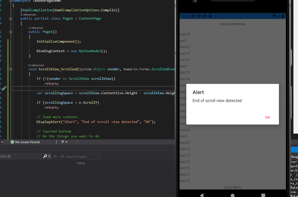 Xamarin Forms Android Scoll / Load More not working - Microsoft Q&A