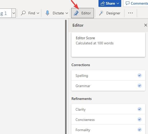 Microsoft Editor not showing in Office 365 and Refinements Grayed out ...