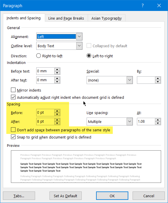 Don't understand why Word suddenly does not do a paragraph line when I ...