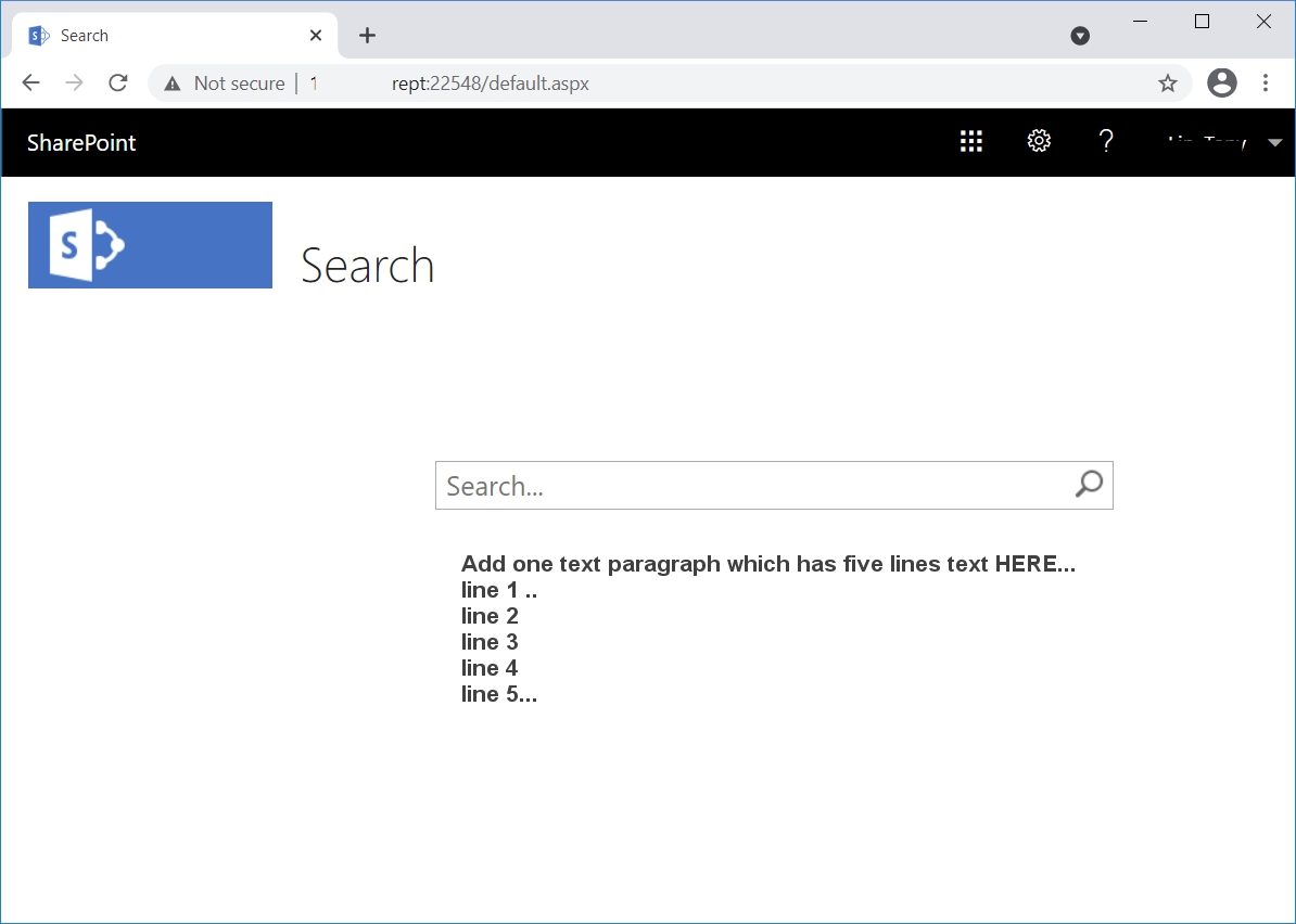 how-to-add-text-in-a-default-search-page-in-sharepoint-server-2019