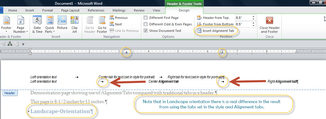 Keeping same header and footer when creating a landscape page ...