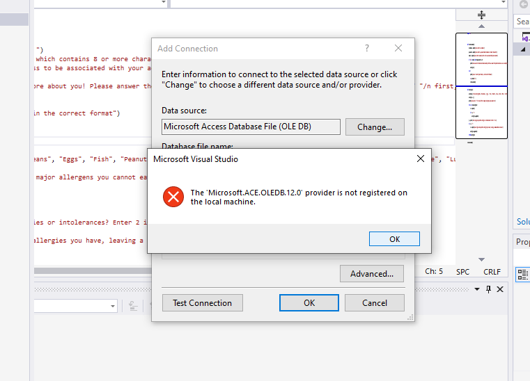 Connecting database to visual studio project - Microsoft Q&A