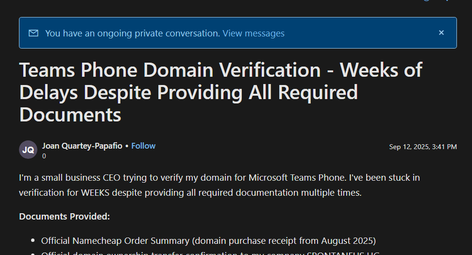 Teams Phone Domain Verification - Weeks of Delays Despite Providing All ...