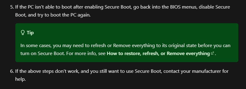 Windows does not boot up after enabling secure boot - Microsoft Q&A