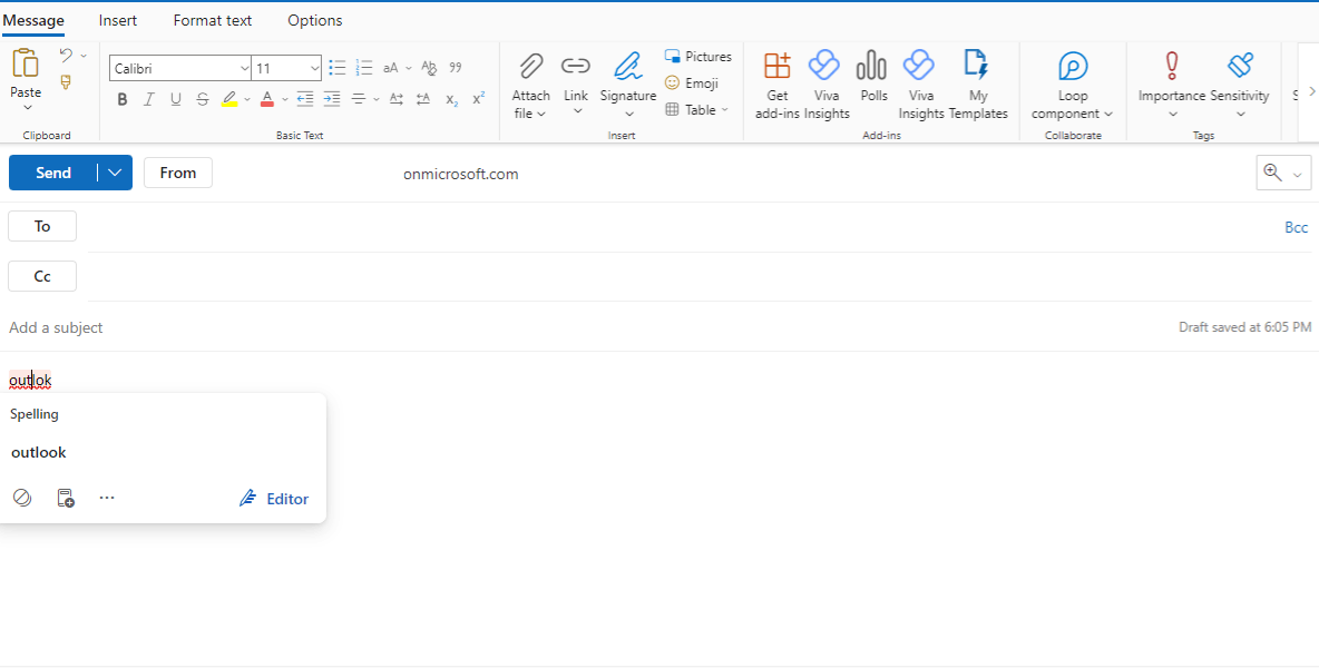 Where is the spell check or auto correct option for the outlook app ...