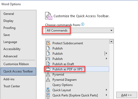 Icon to Save as PDF from QAT? - Microsoft Q&A