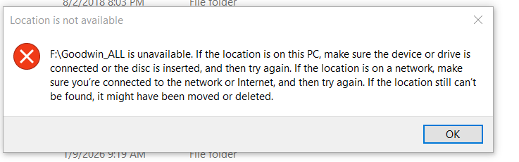 Error Message External Drive