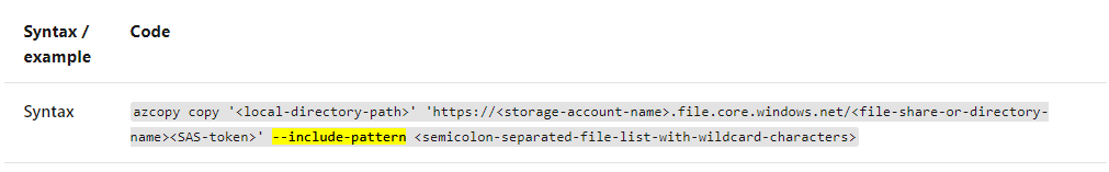 azcopy --include-pattern fails - Microsoft Q&A