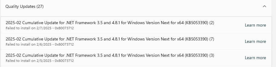 unable to update NET Framework 3.5 and 4.8.1 - Microsoft Q&A