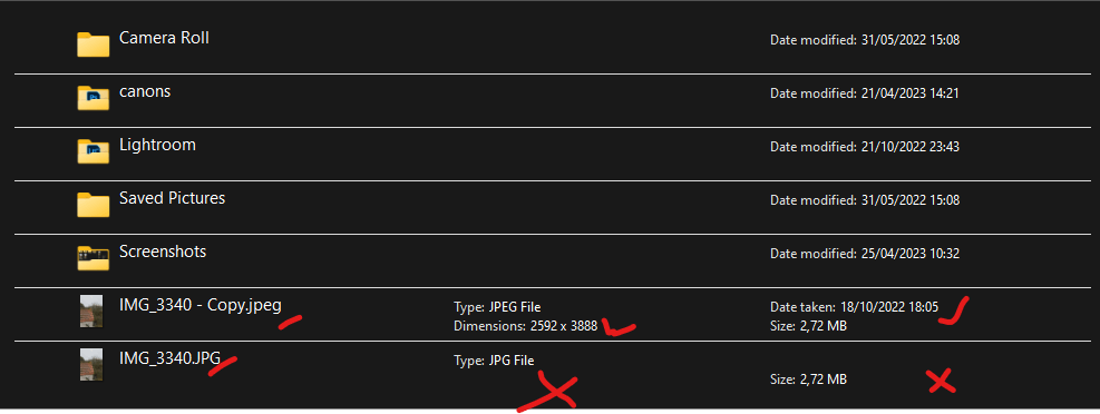 Windows Explorer info: my .jpg files are not showing picture details ...