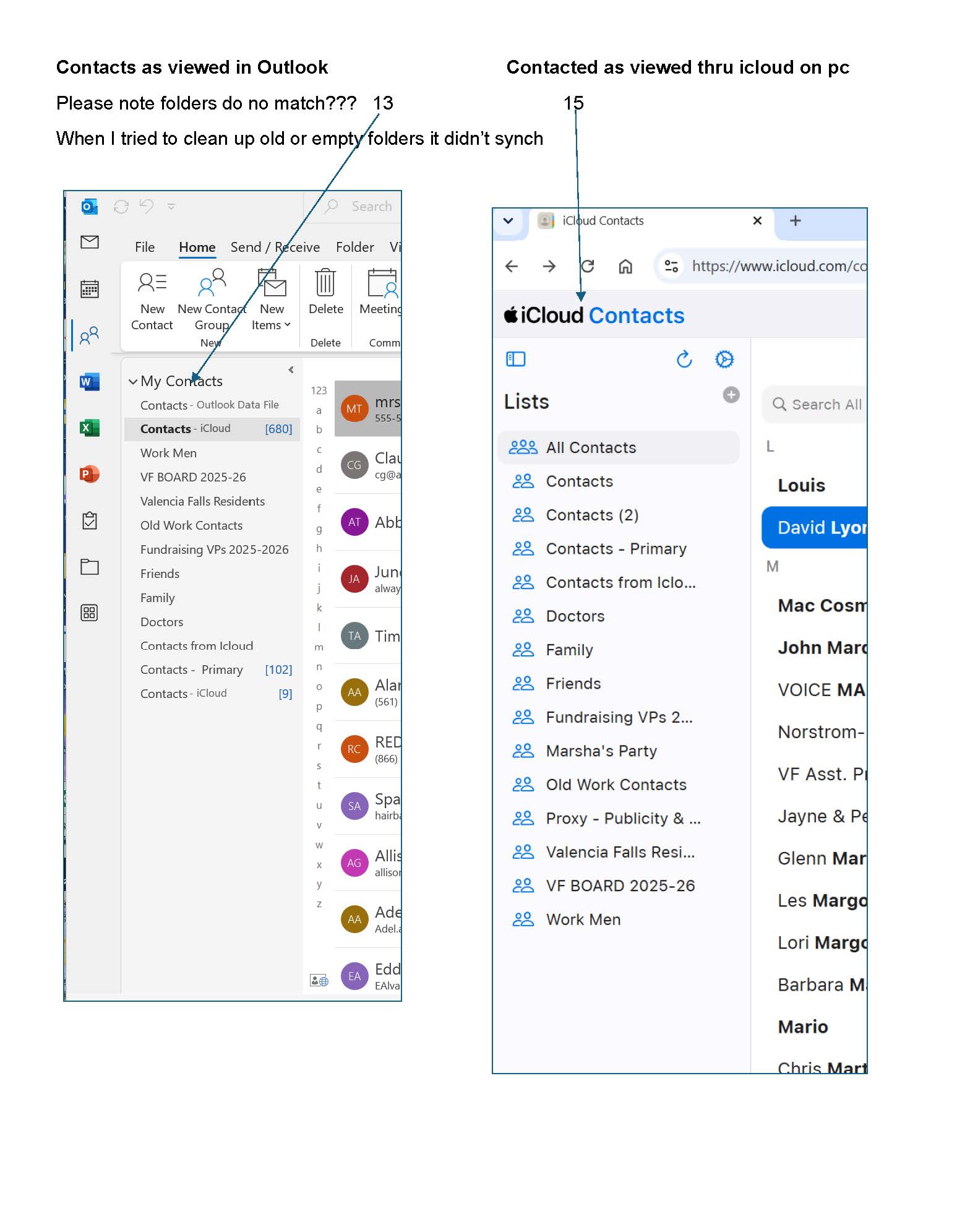 Comparison of two contacts lists 8-18-2026