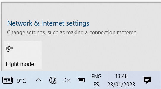 Screenshot Taskbar Connections