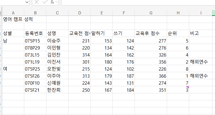 컴활2급 실기 기출문제 연습 2회