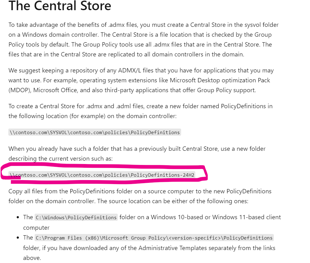 How to add Windows 11 24H2 GPO Admin Templates to Central Store ...
