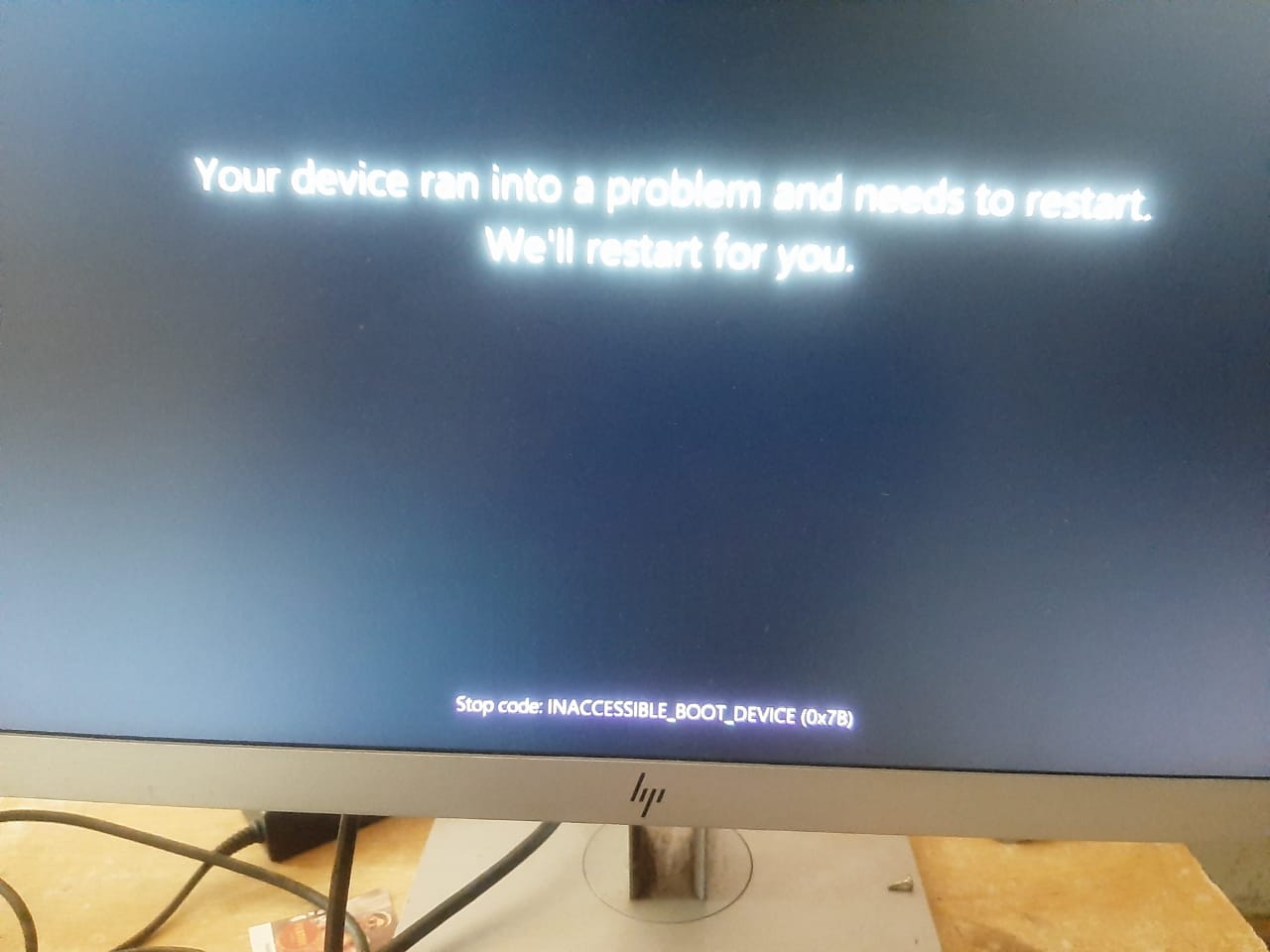 Stop code Inaccessible boot device