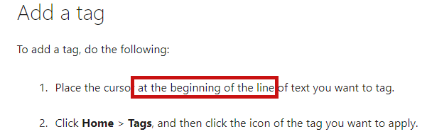 Can you tag a sentence or a part of a sentence in onenote. Onenote is ...