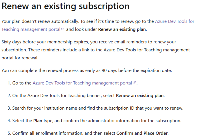 How do i renew my Universities Azure Dev Tools for Teaching ...