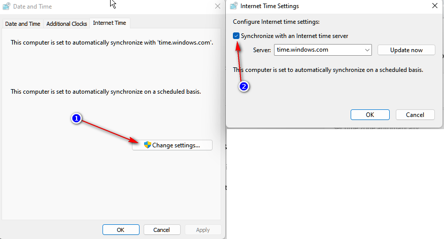 Disable time synchronization between two local accounts - Microsoft Q&A