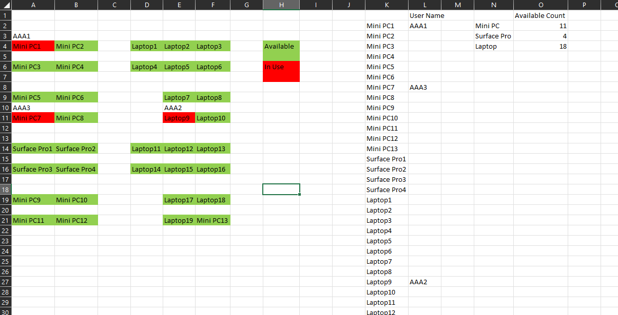 Help with creating a desk booking tool on excel ?? - Microsoft Q&A