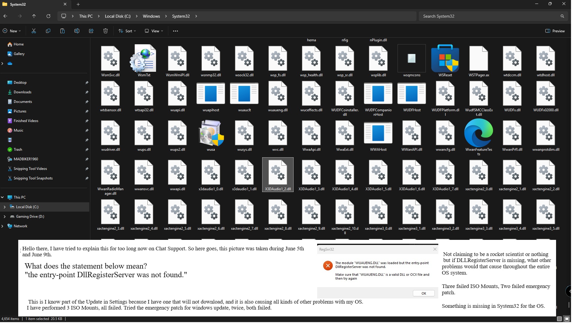 WUAU Error Windows32 File