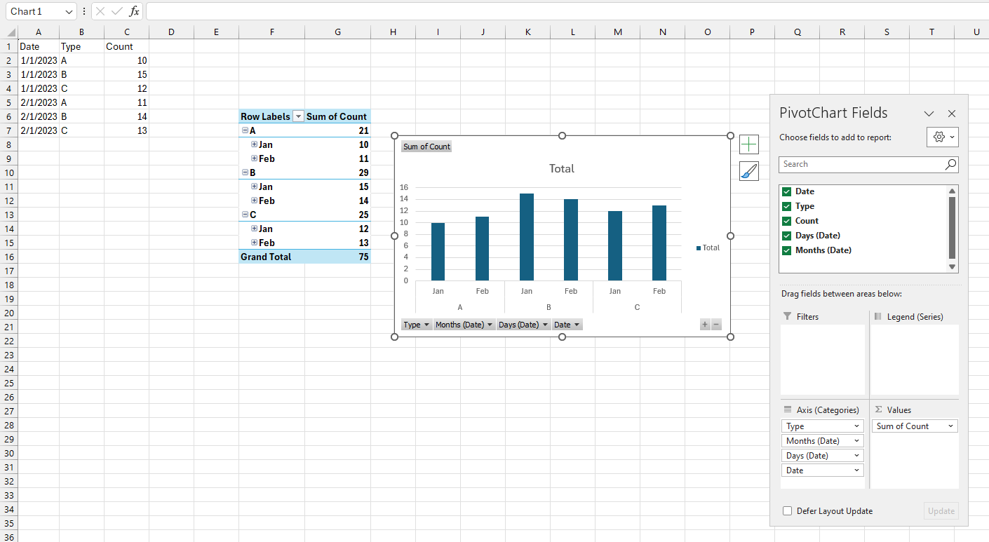 How to create an excel graph with several series stored in rows not in ...