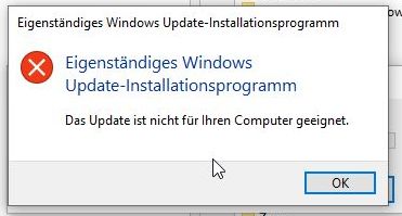 Extensa 5630 EZ_KB5066198, 5066791 nicht geieignet für Installation